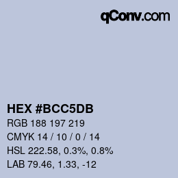 カラーコード: HEX #BCC5DB | qconv.com