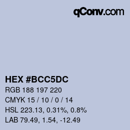 Código de color: HEX #BCC5DC | qconv.com
