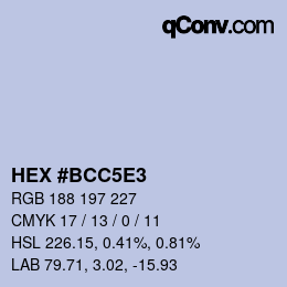 Color code: HEX #BCC5E3 | qconv.com