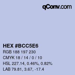 Color code: HEX #BCC5E6 | qconv.com