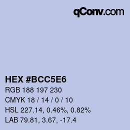 カラーコード: HEX #BCC5E6 | qconv.com