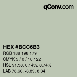 Color code: HEX #bcc6b3 | qconv.com