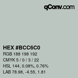 Color code: HEX #BCC6C0 | qconv.com