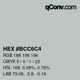 Color code: HEX #BCC6C4 | qconv.com