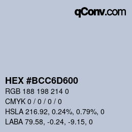 カラーコード: HEX #BCC6D600 | qconv.com