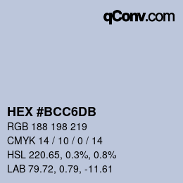 カラーコード: HEX #BCC6DB | qconv.com