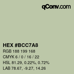 Color code: HEX #BCC7A8 | qconv.com