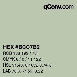 Color code: HEX #BCC7B2 | qconv.com