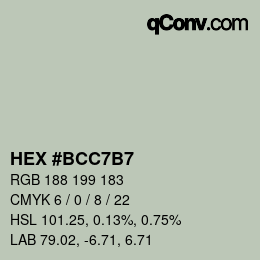 Color code: HEX #BCC7B7 | qconv.com