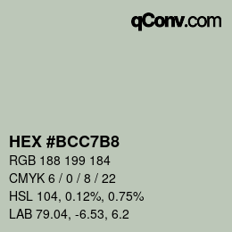 Color code: HEX #BCC7B8 | qconv.com