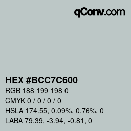 Color code: HEX #BCC7C600 | qconv.com