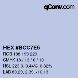 カラーコード: HEX #BCC7E5 | qconv.com