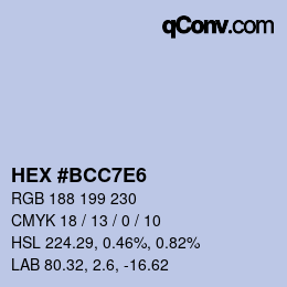 Color code: HEX #BCC7E6 | qconv.com