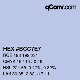 Color code: HEX #BCC7E7 | qconv.com
