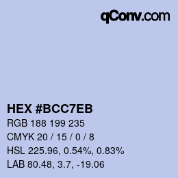 Color code: HEX #BCC7EB | qconv.com