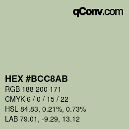 Color code: HEX #BCC8AB | qconv.com