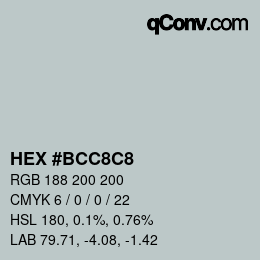 Color code: HEX #BCC8C8 | qconv.com