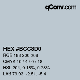 Farbcode: HEX #BCC8D0 | qconv.com