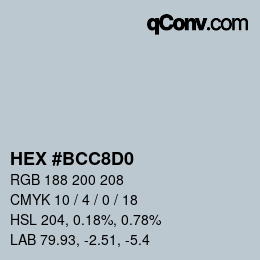 Color code: HEX #BCC8D0 | qconv.com