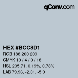 Color code: HEX #BCC8D1 | qconv.com