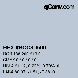 Color code: HEX #BCC8D500 | qconv.com