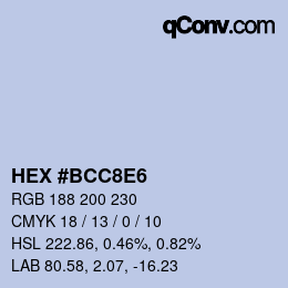 カラーコード: HEX #BCC8E6 | qconv.com