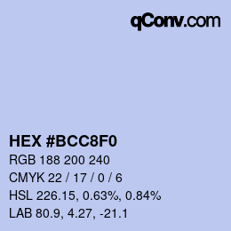 Color code: HEX #BCC8F0 | qconv.com