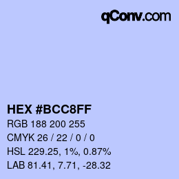 Color code: HEX #BCC8FF | qconv.com