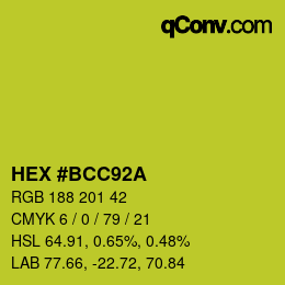 カラーコード: HEX #BCC92A | qconv.com