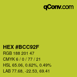Color code: HEX #BCC92F | qconv.com