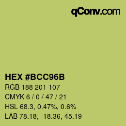 Color code: HEX #BCC96B | qconv.com