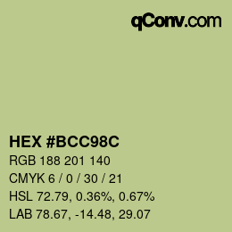 Color code: HEX #BCC98C | qconv.com