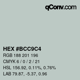 Color code: HEX #BCC9C4 | qconv.com