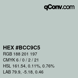 Color code: HEX #BCC9C5 | qconv.com