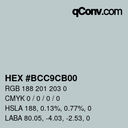 Color code: HEX #BCC9CB00 | qconv.com