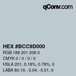 Color code: HEX #BCC9D000 | qconv.com