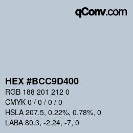 Color code: HEX #BCC9D400 | qconv.com