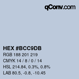 Código de color: HEX #BCC9DB | qconv.com