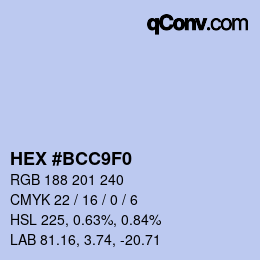 カラーコード: HEX #BCC9F0 | qconv.com