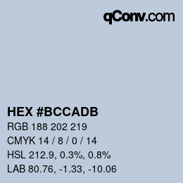 カラーコード: HEX #BCCADB | qconv.com