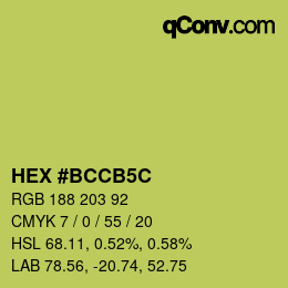 Color code: HEX #BCCB5C | qconv.com