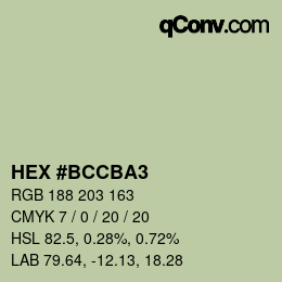 カラーコード: HEX #BCCBA3 | qconv.com