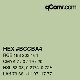 颜色代码: HEX #BCCBA4 | qconv.com