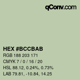 Color code: HEX #BCCBAB | qconv.com