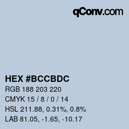 Código de color: HEX #BCCBDC | qconv.com
