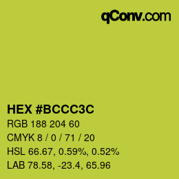 Color code: HEX #BCCC3C | qconv.com