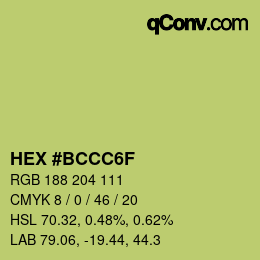 カラーコード: HEX #BCCC6F | qconv.com