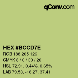 Color code: HEX #BCCD7E | qconv.com