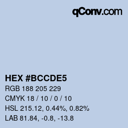 カラーコード: HEX #BCCDE5 | qconv.com