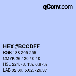 Color code: HEX #BCCDFF | qconv.com